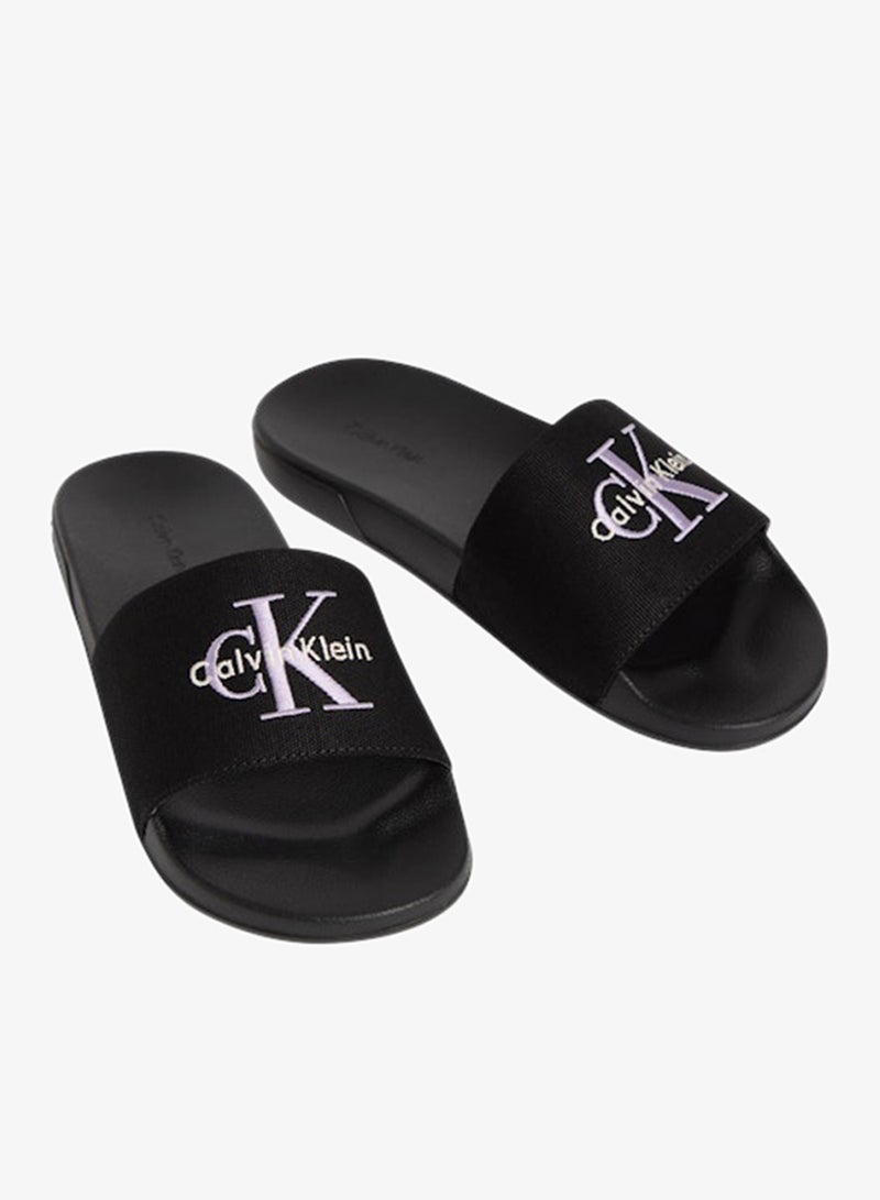 CALVIN KLEIN Cotton Canvas Monologo Sliders - Image 2